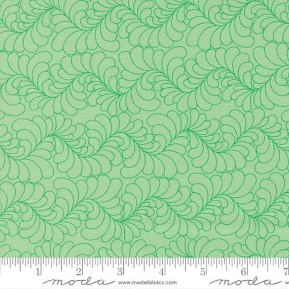 Rainbow Sherbet-1/2 Yard Increments, Cut Continuously (45022-26 Geometric Feathers Mint) by Sariditty for Moda