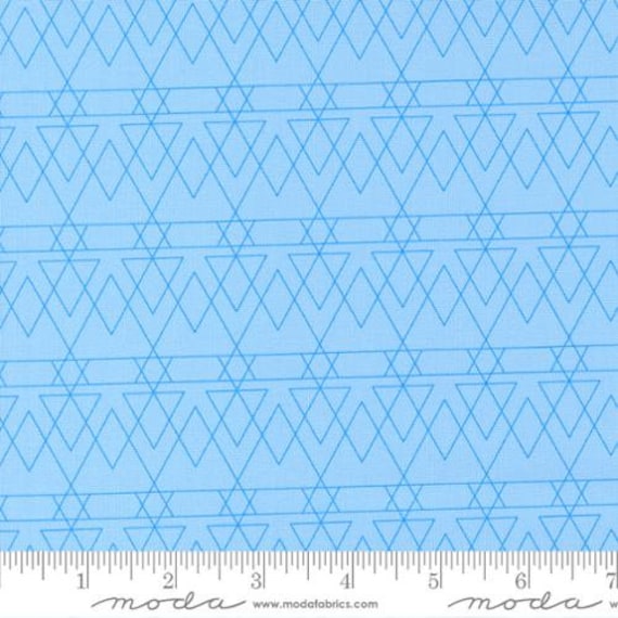 Rainbow Sherbet-1/2 Yard Increments, Cut Continuously (45023-21 Triangled Geometrics Blue Ice) by Sariditty for Moda