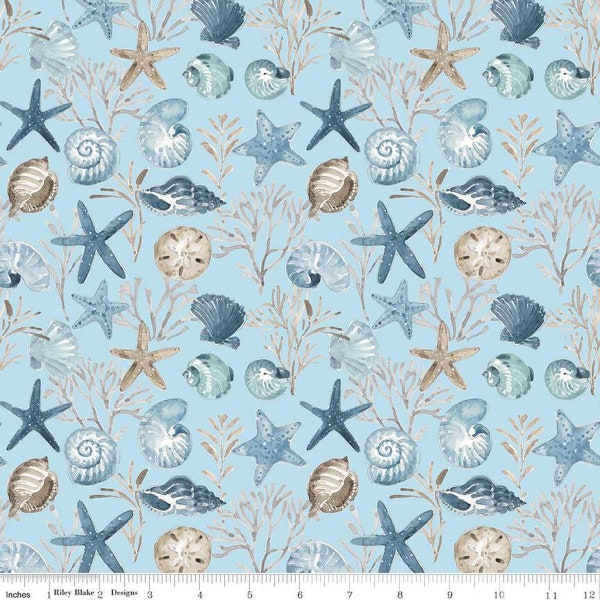 Blue Escape Coastal - 1/2 Yard Increments, Cut Continuously (C14511 Ocean Floor Sky) by Lisa Audit for Riley Blake Designs