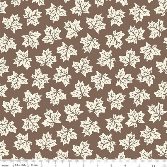 Shades of Autumn- 1/2 Yard Increments, Cut Continuously (C13472 Leaves Brown) by My Mind's Eye for Riley Blake Designs