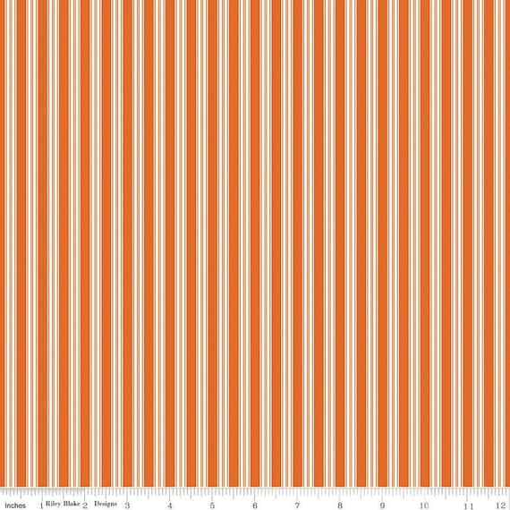 Sophisticated Halloween-1/2 Yard Increments, Cut Continuously (C14624 Ticking Orange) by My Minds Eye for Riley Blake Designs