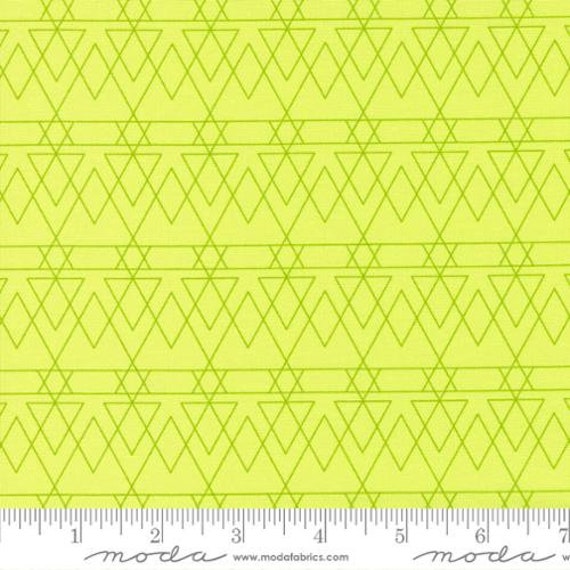 Rainbow Sherbet-1/2 Yard Increments, Cut Continuously (45023-28 Triangled Geometrics Key Lime) by Sariditty for Moda
