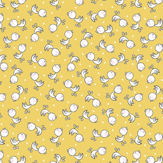 Doodle Baby Flannel-1/2 Yard Increments, Cut Continuously (13226F-33 Ducky Love Yellow) by Jessica Flick for Benartex