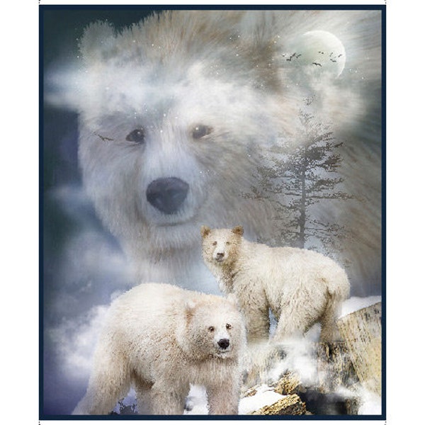 Arctic Dreams- Polar Bear Panel 35 x 44 (28830-E) by Carol Cavalaris for QT Fabrics