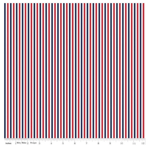 1/8" Stripe Red, White and Blue (C495 Patriotic) by Riley Blake Designers