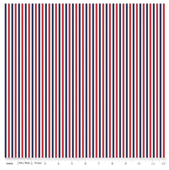 1/8" Stripe by Riley Blake Basic- C495 Patriotic-1/2 Yard Increments, Cut Continuously