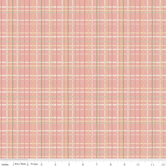Love Me More - 1/2 Yard Increments, Cut Continuously (C15634 Plaid Coral) by Lisa Audit for Riley Blake Designs