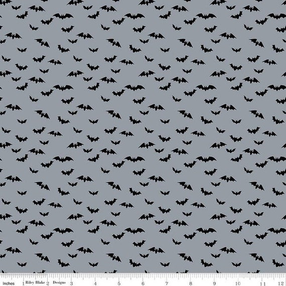 Sophisticated Halloween-1/2 Yard Increments, Cut Continuously (C14625 Bats Fog) by My Minds Eye for Riley Blake Designs