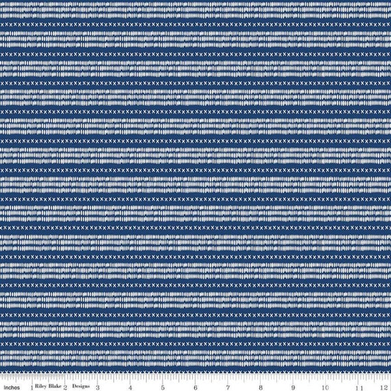 Land of the Brave- 1/2 Yard Increments, Cut Continuously (C13145 Stripe Navy) by My Mind's Eye for Riley Blake Designs