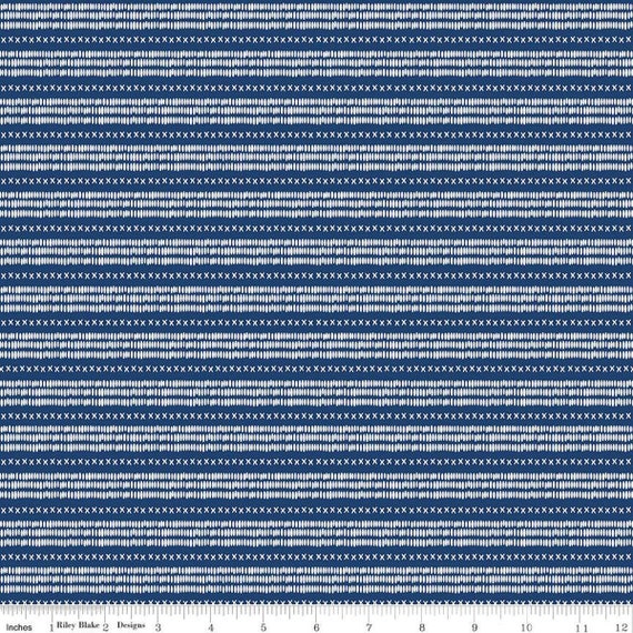 Land of the Brave- 1/2 Yard Increments, Cut Continuously (C13145 Stripe Navy) by My Mind's Eye for Riley Blake Designs