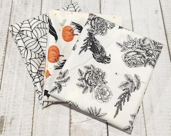 Sophisticated Halloween - Fat Quarter Bundle (3 Cream Fabrics) by My Minds Eye for Riley Blake Designs