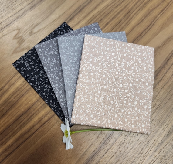 Floret - Fat Quarter Bundle (4 Black/Gray Fabrics) by Gerri Robinson of Planted Seed Designs for Riley Blake Designs