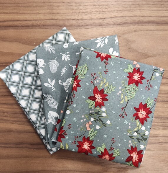 Yuletide Forest- Fat Quarter Bundle (3 Sage Fabrics) by Katherine Lenius for Riley Blake Designs