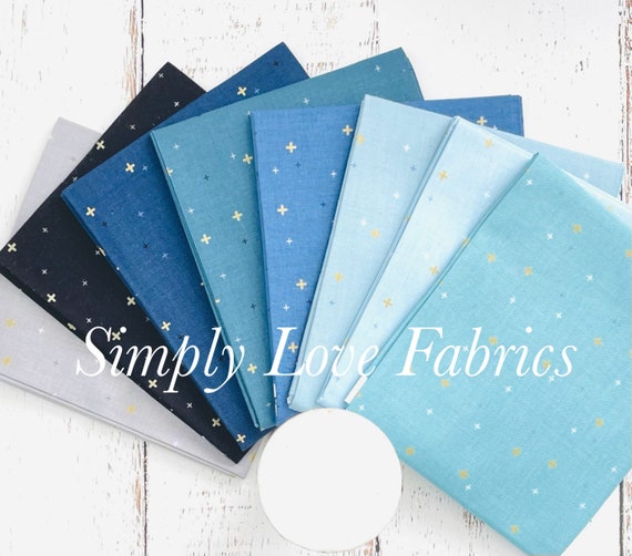 Sparkler- Fat Quarter Bundle (8 Fabrics With Gold Metallic) by Melissa Mortenson for Riley Blake Designs