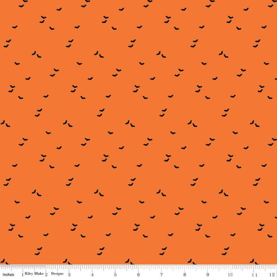 Seasonal Basics - 1/2 Yard Increments, Cut Continuously (C651 - Orange Bats) by Christopher Thompson for Riley Blake Designs