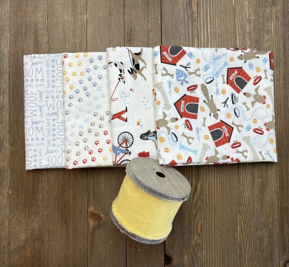 Dog Daze-Half Yard Bundle (4 Cream Fabrics) by Stacy Iest Hsu for Moda