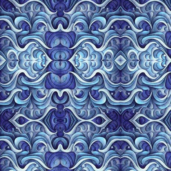 Endless Blues - 1/2 Yard Increments, Cut Continuously (30046-B Geo Medallion Blue) by Morris Creative Group for QT Fabrics