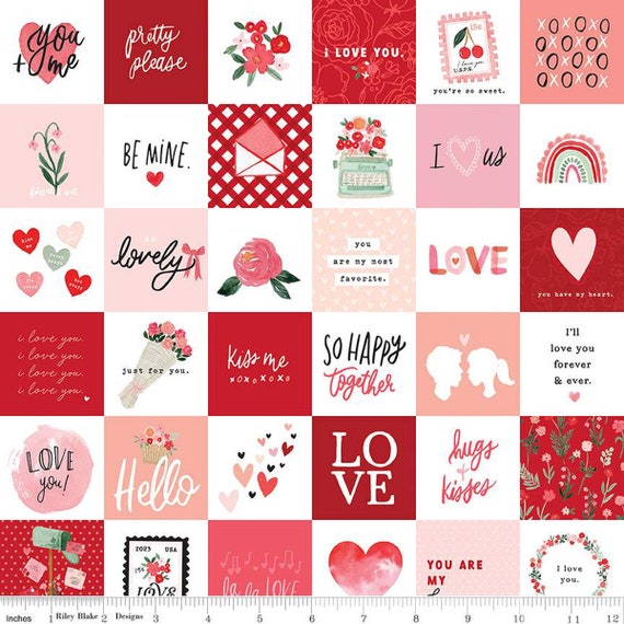 My Valentine-End of Bolt 28" (C14156 Valentine Squares Red) by Echo Park Paper Co for Riley Blake Designs