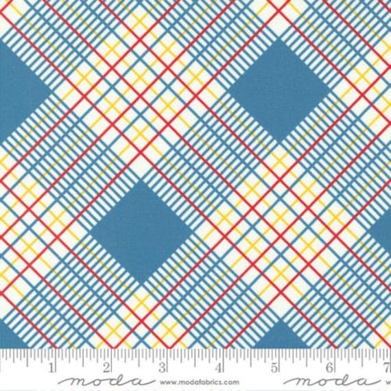 Sweet Melodies-1/2 Yard Increments, Cut Continuously (21816-22 Plaid Blue) by American Jane for Moda