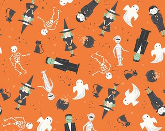 Frank and Friends - 1/2 Yard Increments, Cut Continuously (C17470 Main Orange) by My Minds Eye for Riley Blake Designs
