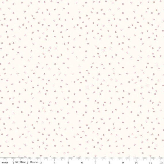 Bee Backgrounds - End of Bolt 15.5"- C6384 Coral Tiny Circles- by Lori Holt for Riley Blake Designs