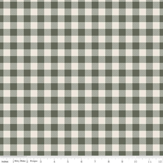 Pumpkin Spice - 1/2 Yard Increments, Cut Continuously (C14995 Plaid Green) by Simple Simon & Company for Riley Blake