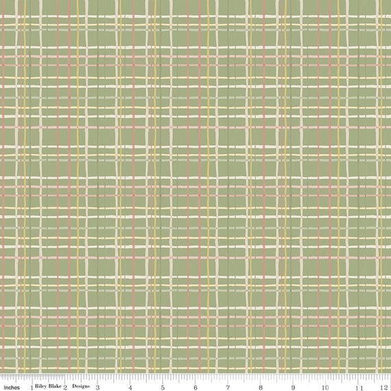 Love Me More - 1/2 Yard Increments, Cut Continuously (C15634 Plaid Green) by Lisa Audit for Riley Blake Designs
