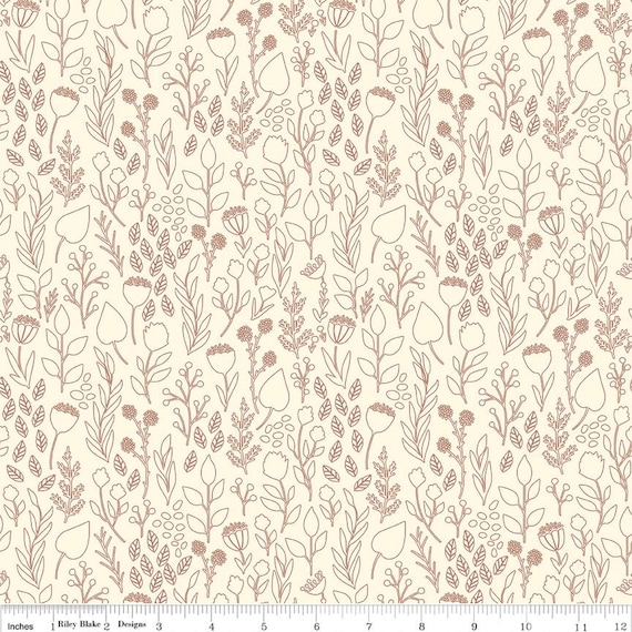 Blush 'n Butterscotch-1/2 Yard Increments, Cut Continuously (C15592 Outlines Cream) Simple Simon & Company for Riley Blake Designs