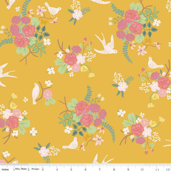 Emma- 1/2 Yard Increments, Cut Continuously (C12210 Honey Main) by Citrus and Mint Designs for Riley Blake Designs