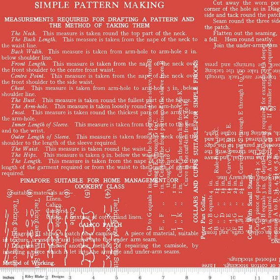 Sew Text Wide Back - 1/2 Yard Increments, Cut Continuously (WB13870 Red) by J. Wecker Frisch for Riley Blake Designs