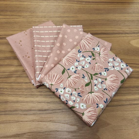 Blush 'n Butterscotch - Fat Quarter Bundle (4 Dusty Rose Fabrics) Simple Simon & Company for Riley Blake Designs