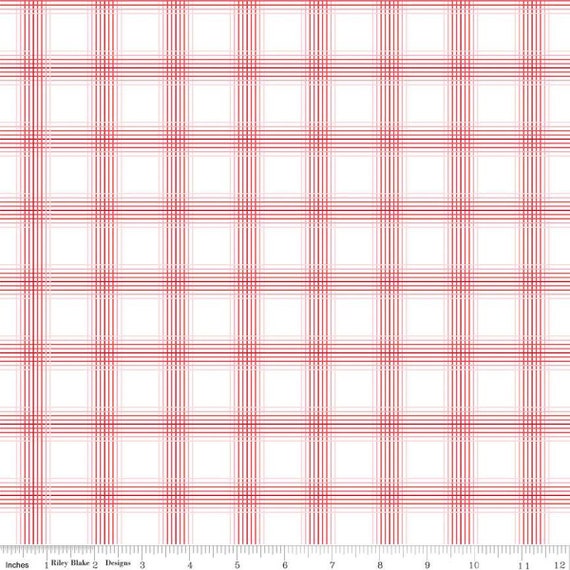 My Valentine- 1/2 Yard Increments, Cut Continuously (C14155 Plaid White) by Echo Park Paper Co for Riley Blake Designs