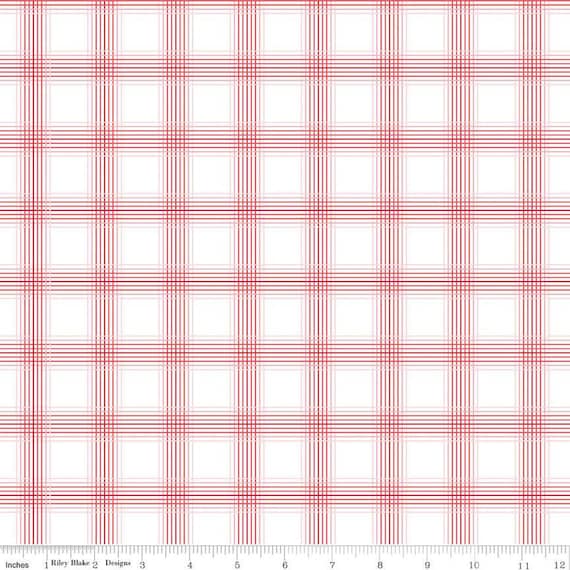 My Valentine- 1/2 Yard Increments, Cut Continuously (C14155 Plaid White) by Echo Park Paper Co for Riley Blake Designs