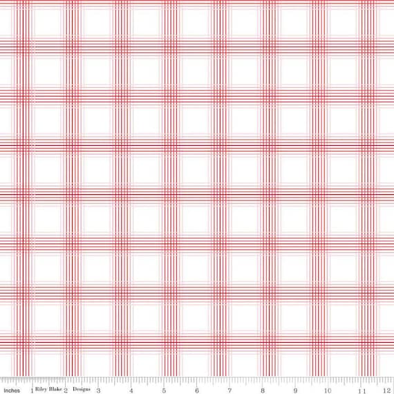 My Valentine- 1/2 Yard Increments, Cut Continuously (C14155 Plaid White) by Echo Park Paper Co for Riley Blake Designs