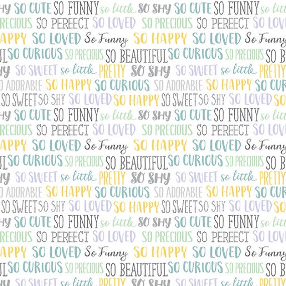 Doodle Baby Flannel-1/2 Yard Increments, Cut Continuously (13231F-99 Sweet Words Multi) by Jessica Flick for Benartex