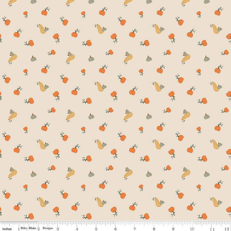 Pumpkin Spice 1/2 Yard Increments, Cut Continuously C14993 Pumpkins Ivory by Simple Simon