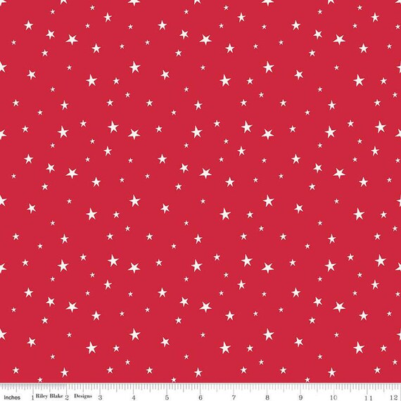 Land of the Brave- 1/2 Yard Increments, Cut Continuously (C13146 Stars Red) by My Mind's Eye for Riley Blake Designs