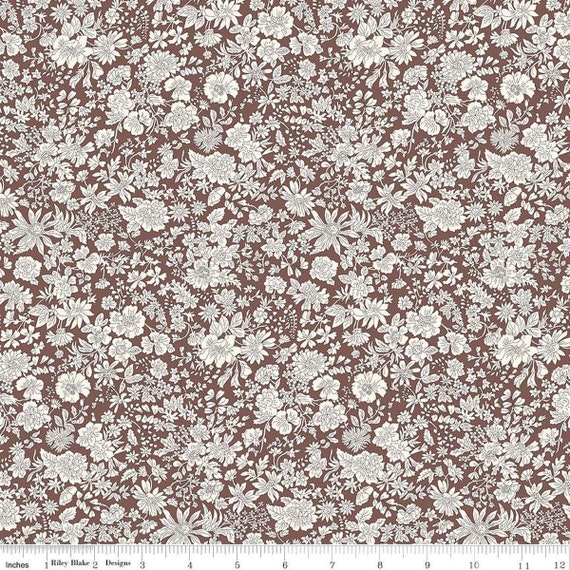 Emily Belle - 1/2 Yard Increments, Cut Continuously (01666434A Chocolate) Liberty Fabrics for Riley Blake Designs