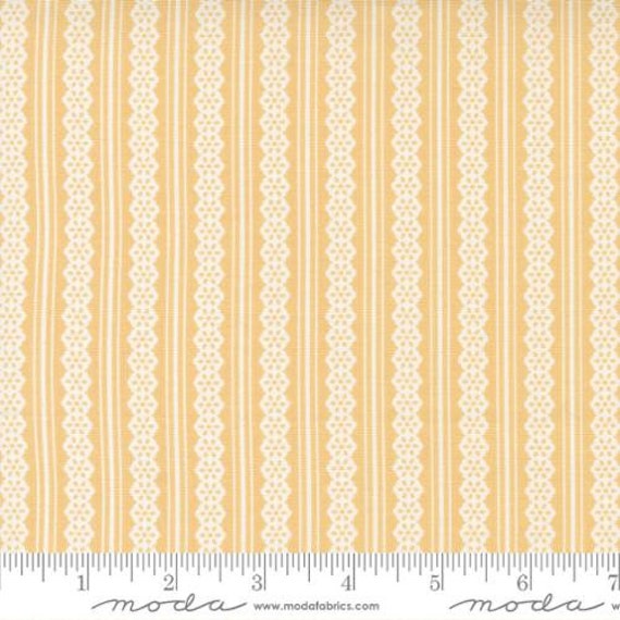 Buttercup and Slate- 1/4 Yard (29157 12 Goldenrod Lacey Stripe) by Corey Yoder for Moda Fabrics