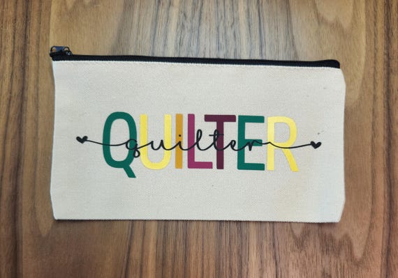 Canvas Zipper Pouch with Vinyl Text