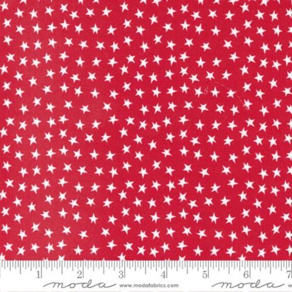 Hello Holidays - 1/2 Yard Increments, Cut Continuously (35376-12 Stars Red Scarf) by Abi Hall for Moda