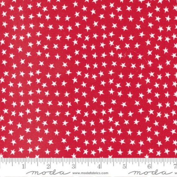 Hello Holidays - 1/2 Yard Increments, Cut Continuously (35376-12 Stars Red Scarf) by Abi Hall for Moda