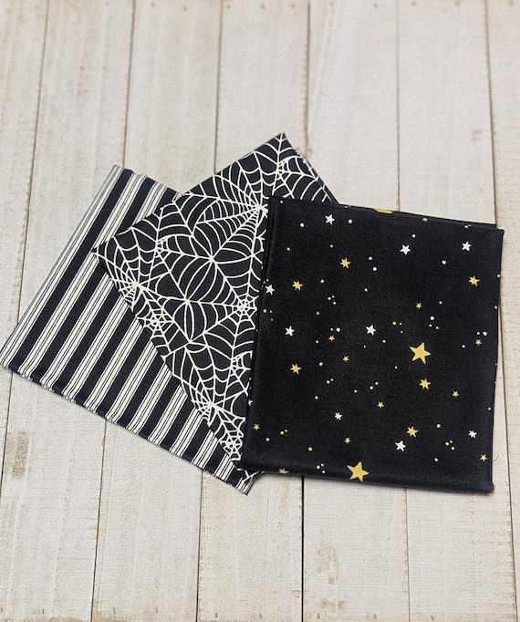 Sophisticated Halloween - Fat Quarter Bundle (3 Black Fabrics) by My Minds Eye for Riley Blake Designs