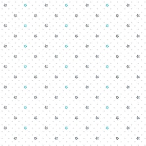 May include: A white background with a repeating pattern of small gray and blue flowers.