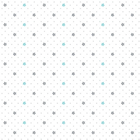 Doodle Baby Flannel-1/2 Yard Increments, Cut Continuously (13232F-81 Sweet Dot Flower Turq/White) by Jessica Flick for Benartex