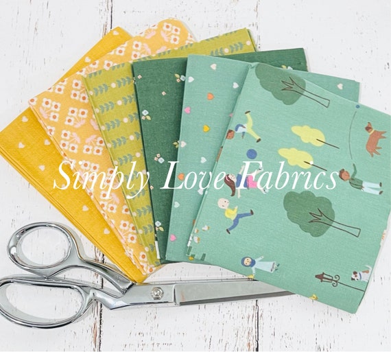 Community- Fat Quarter Bundle (6 Yellow/Green Fabrics) by Citrus and Mint Designs for Riley Blake Designs