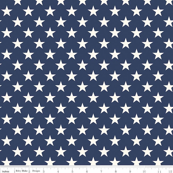 Freedom Garden - 1/2 Yard Increments, Cut Continuously (C15622 Stars Blue) by My Mind's Eye for Riley Blake Designs