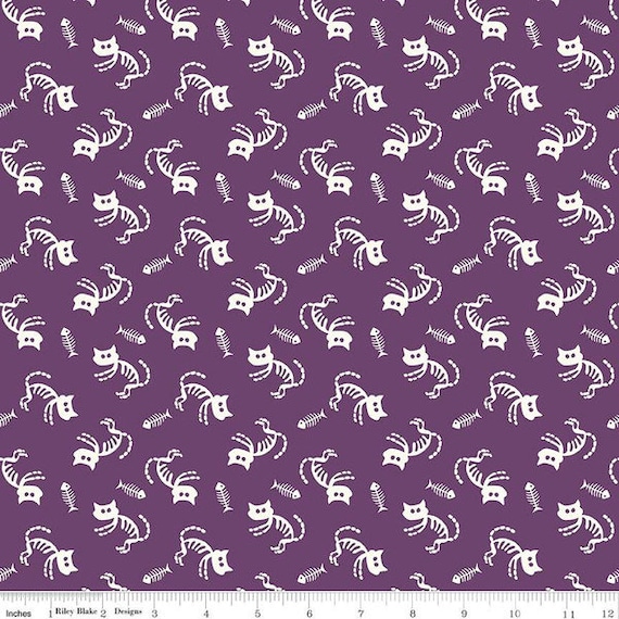 Beggar's Night - 1/2 Yard Increments, Cut Continuously (C14501 Cats Purple) by Sandy Gervais for Riley Blake Designs