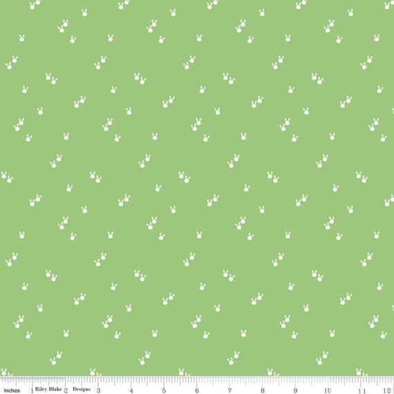 Seasonal Basics - 1/2 Yard Increments, Cut Continuously (C656 Green Bunnies) by Christopher Thompson for Riley Blake Designs