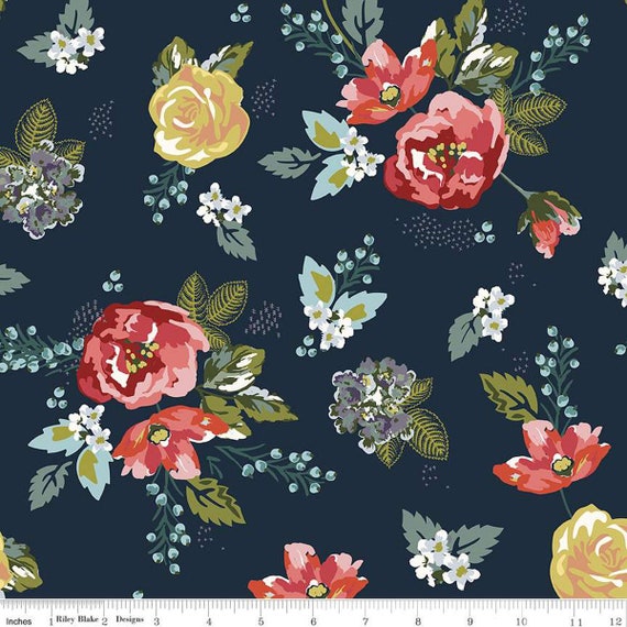 Bellissimo Gardens-1/2 Yard Increments, Cut Continuously (C13830 Main Midnight) by My Minds Eye for Riley Blake Designs